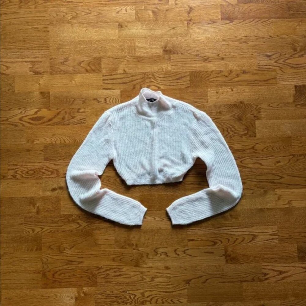 Lioness Light Pink Fine Knit Cropped Turtleneck Sweater City of Angels XXS Blush